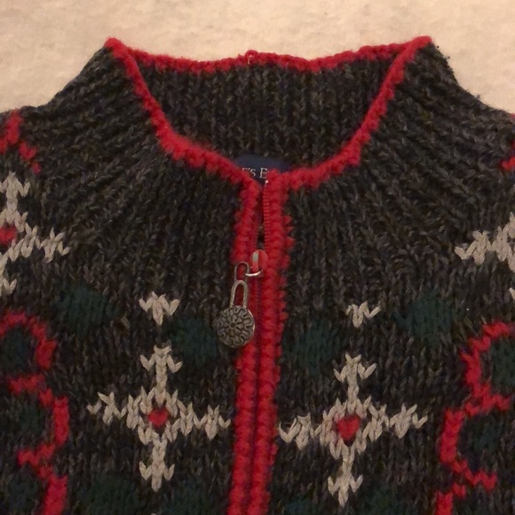 Eagle’s Eye Ice Skating Vintage Christmas Sweater Zip Front Womens Size Medium - Picture 5 of 15